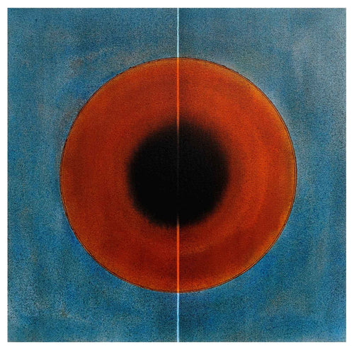 Blue Between the Lines — Mixed-Media Painting by Pradeep Ahirwar