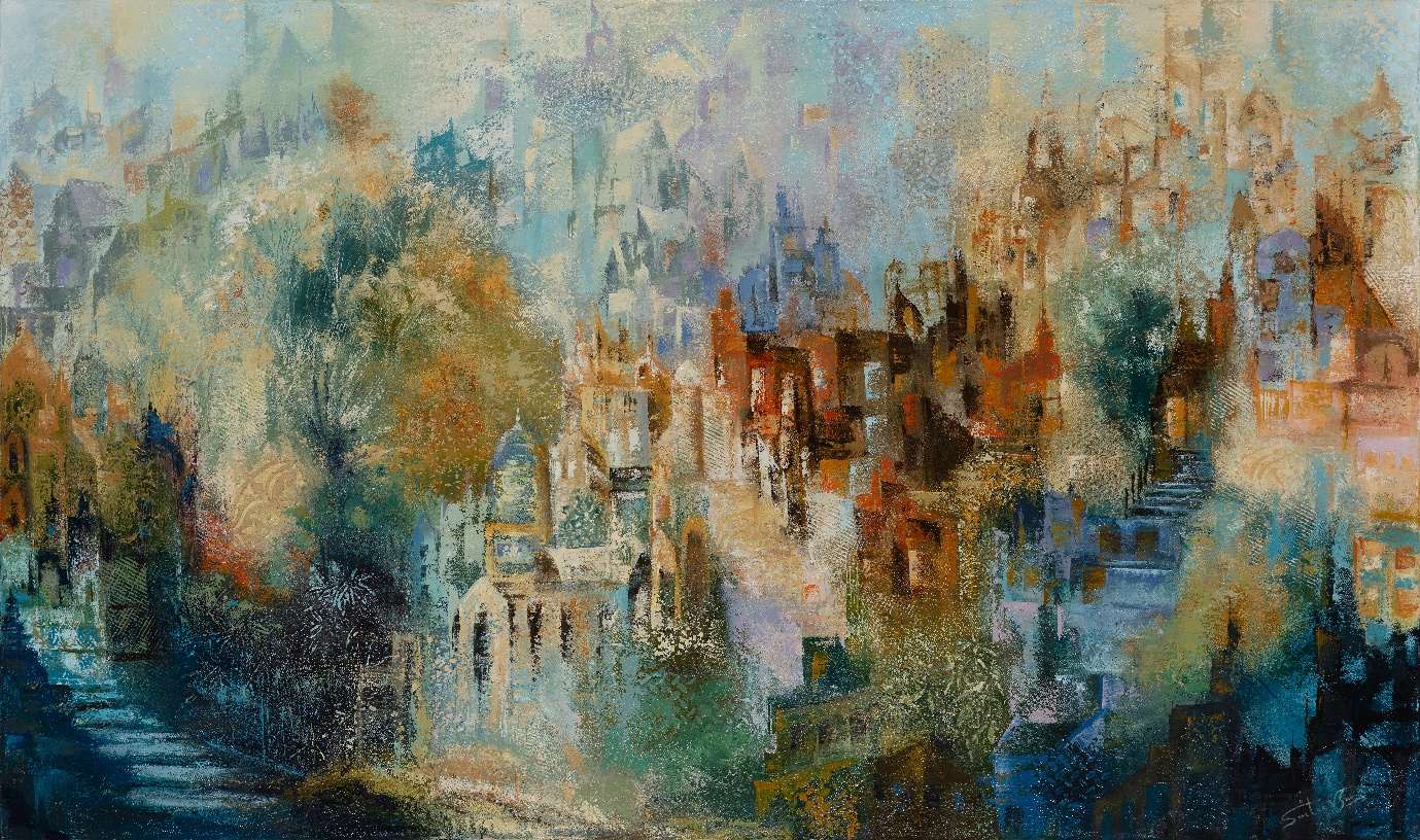 Endless Climb by Smita Jain — abstract landscape, original Indian artwork.