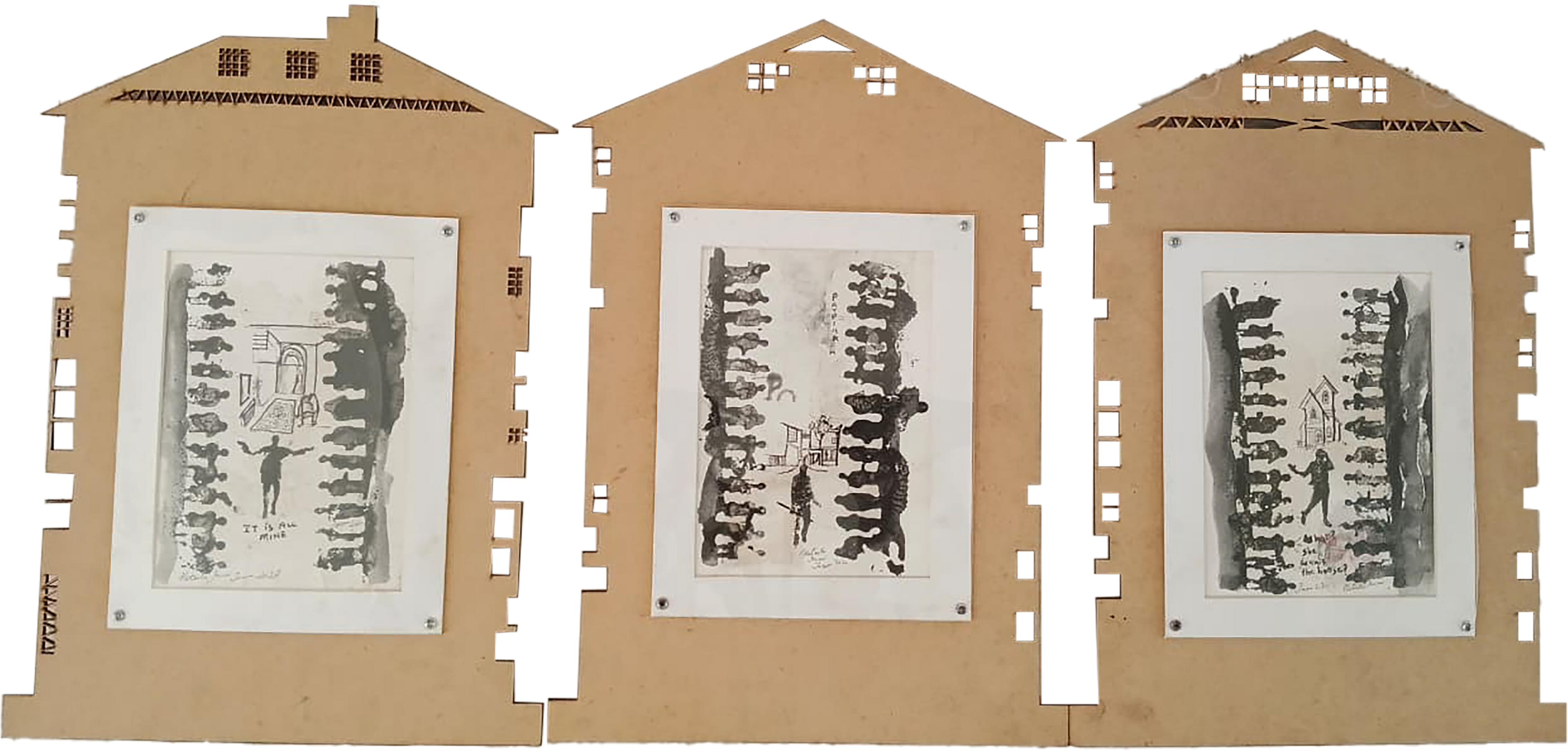 Khanabadosh I, Khanabadosh II, Khanabadosh III by Nitasha Jaini — abstract art, original Indian artwork.