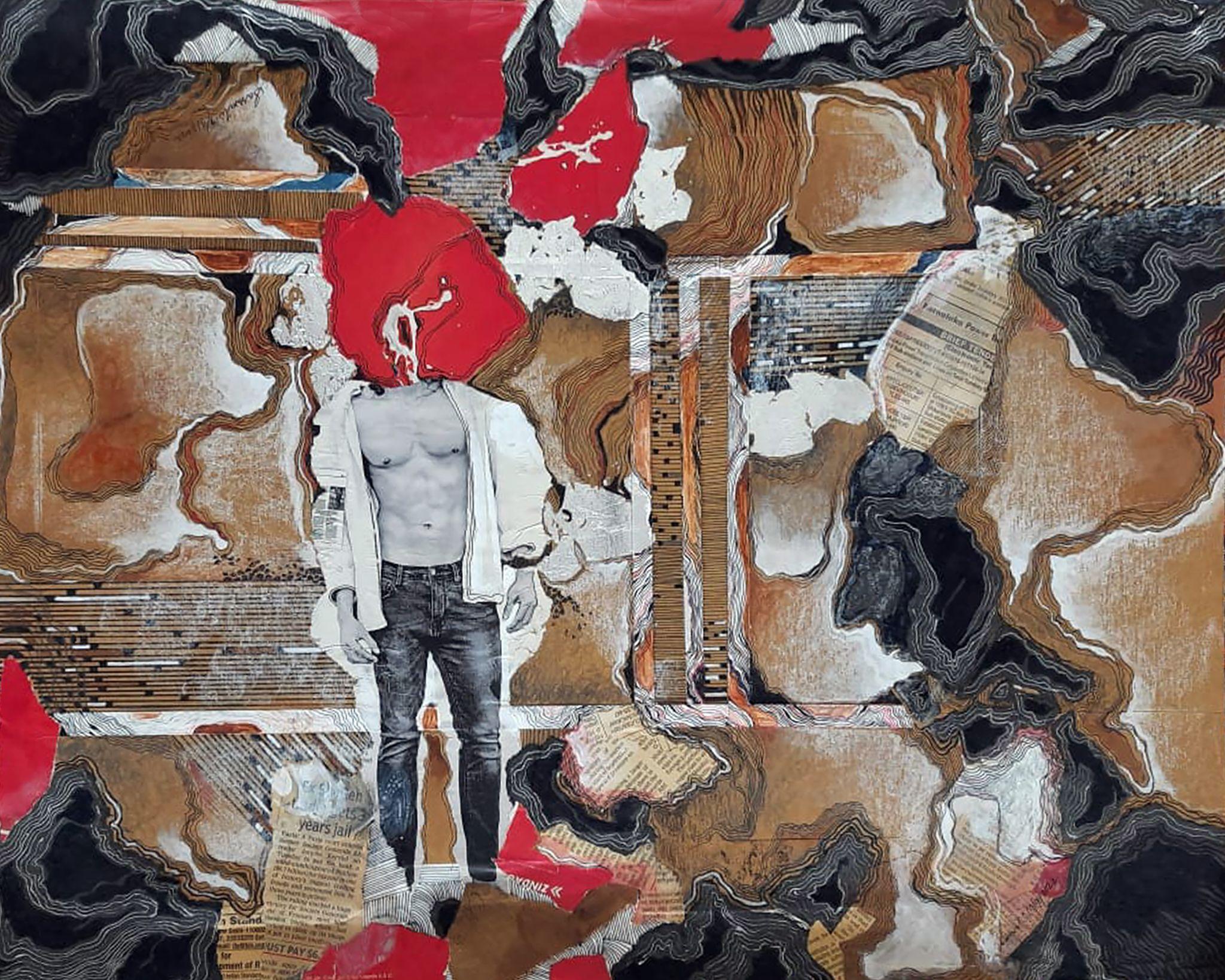 Hot Headed by Saswati Chaudhuri — mixed media, original Indian artwork.