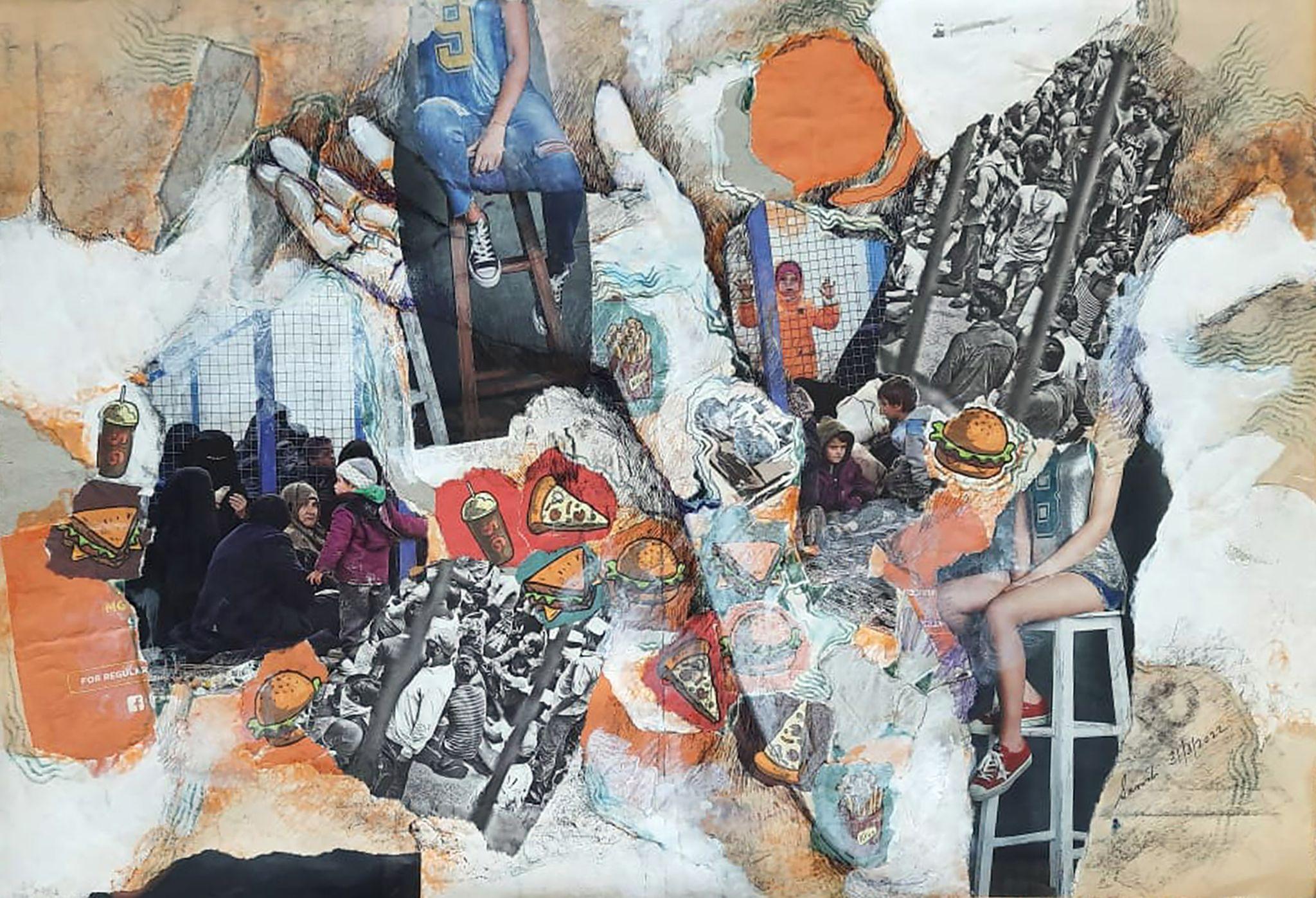 Politics of Food by Saswati Chaudhuri — abstract artwork, original Indian artwork.