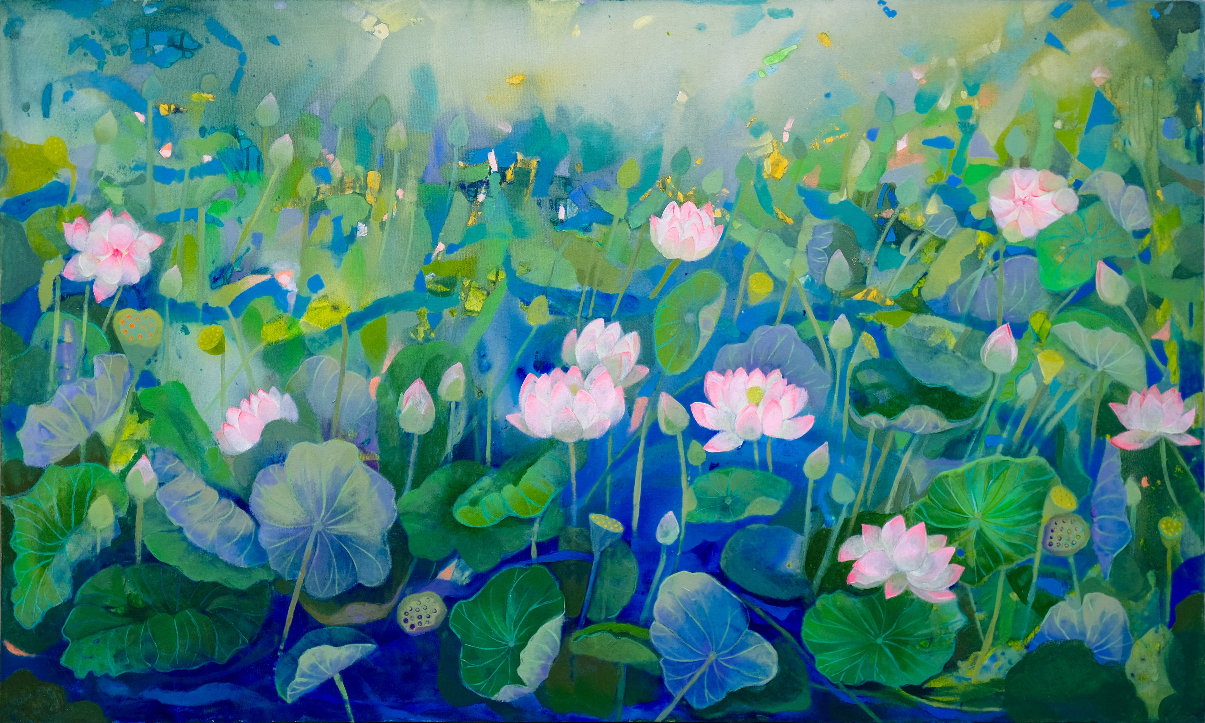Untitled (Lotus Pond in Blues and Greens)